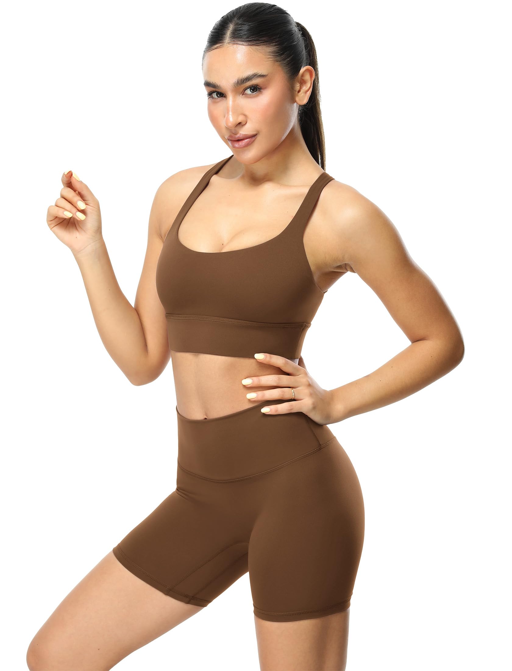 icyzone Damen Sport-BH Gepolstert Ohne Bügel Yoga Bra Gekreuzt Rücken Sport Gym Fitness BH