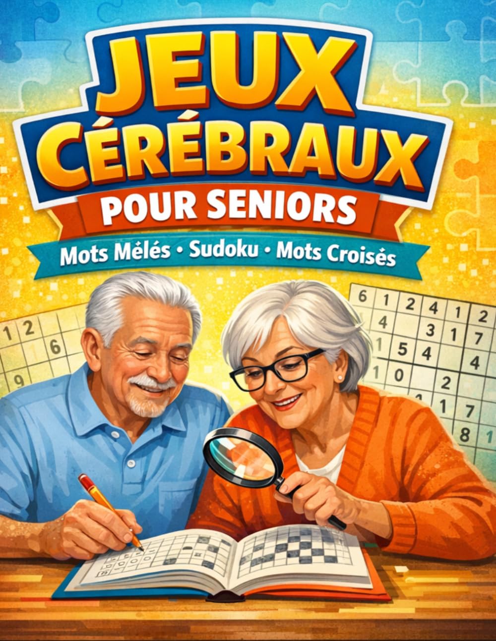 Mots Mêlés, Mots Croisés et Sudoku pour Stimuler la Mémoire: Jeux cérébraux faciles et amusants spécial seniors