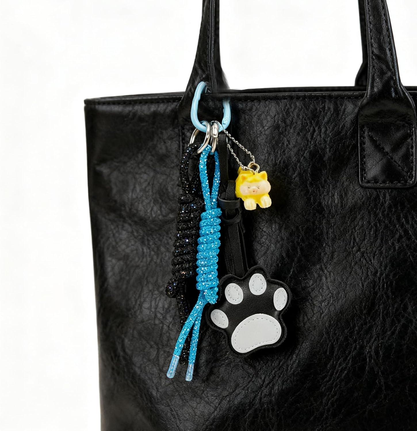 Leather Cat Claw Keychain - PU Leather Cat Paw Keychains with Rope, Adorable Bag Accessory Wallet Pendant - Image 3