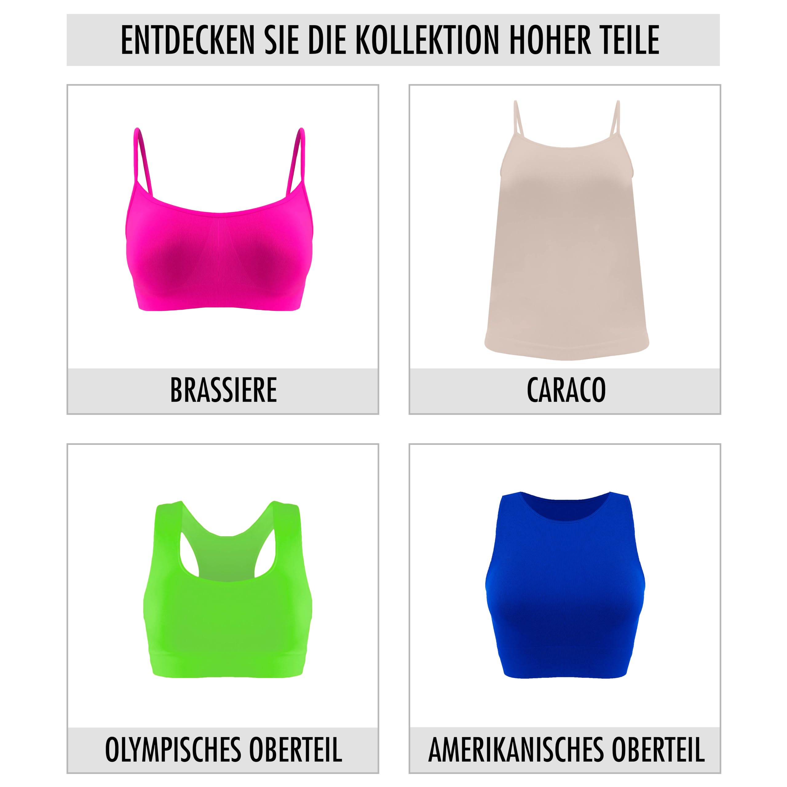 Risalti Bustier Mädchen Olympic Mikrofaser 3 STK - Sport Top Mädchen, Nahtlose Tank Tops Made In Italy