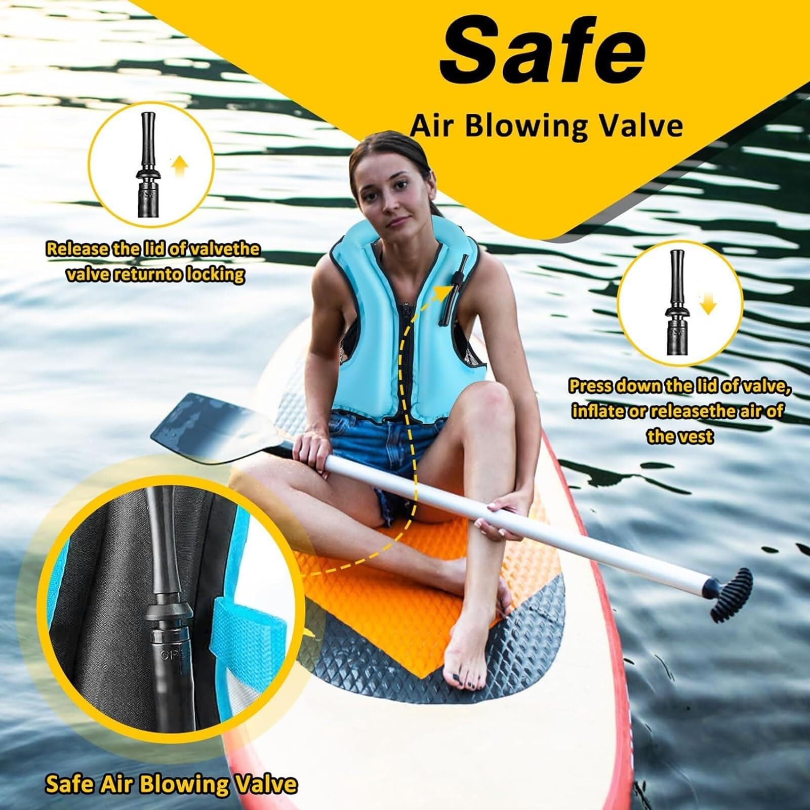 Giacca da Surf Gonfiabile con Cinturino Inguinale for Snorkeling, Canottaggio