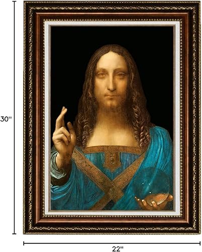 Miniatura 5 de ELITEART -Salvator Mundi por Leonardo Da Vinci Reproducción de pintura al óleo Giclée Wall Art Impresiones en lienzo tamaño marcado 22 x 30 pulgadas