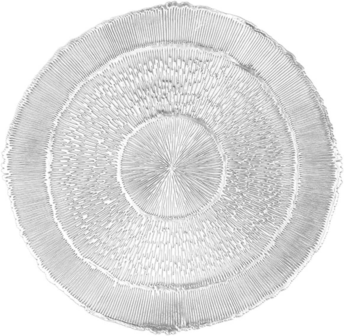 Set of 4 Table Mat Round Golden PVC Placemat Hollow Insulation Coaster Pads Table Bowl Home Christmas Modern Style Decor(Silver)