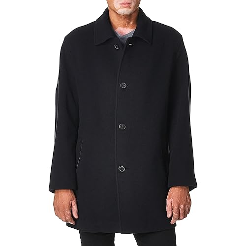 Cole Haan Men's Cashmere Blend Single Breasted Classic Coat With Shirt Collar