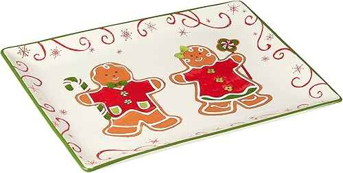 Miniatura 2 de Certified International Holiday Magic - Bandeja rectangular de pan de jengibre, 14 x 10 pulgadas, multicolor, grande