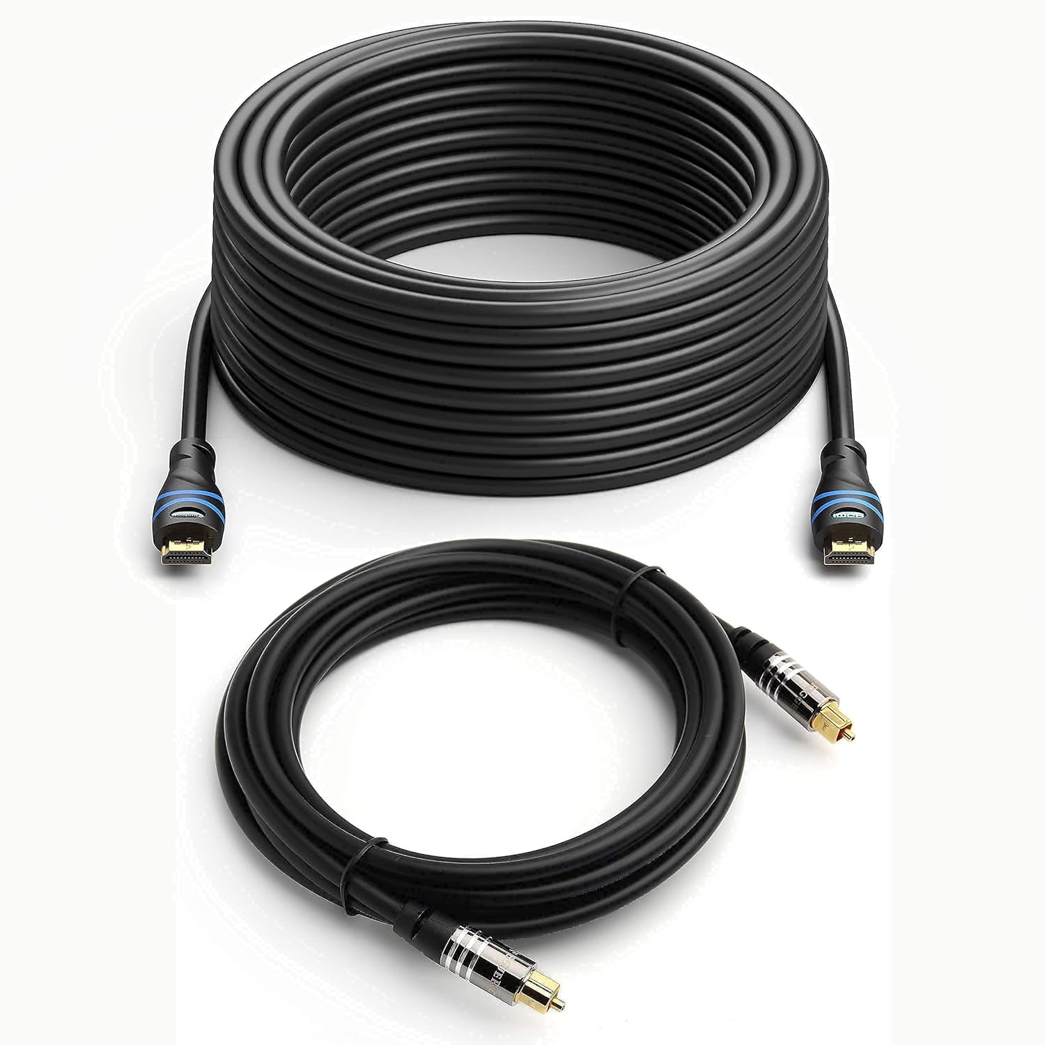 BlueRigger 4K HDMI Cable (50FT) with Premium Toslink Cable (10FT) - with 24K Gold Plated Connectors (with Signal Booster, 4K 60Hz, in-Wall CL3 Rated - Compatible with Home Theatre, Xbox, Playstation)