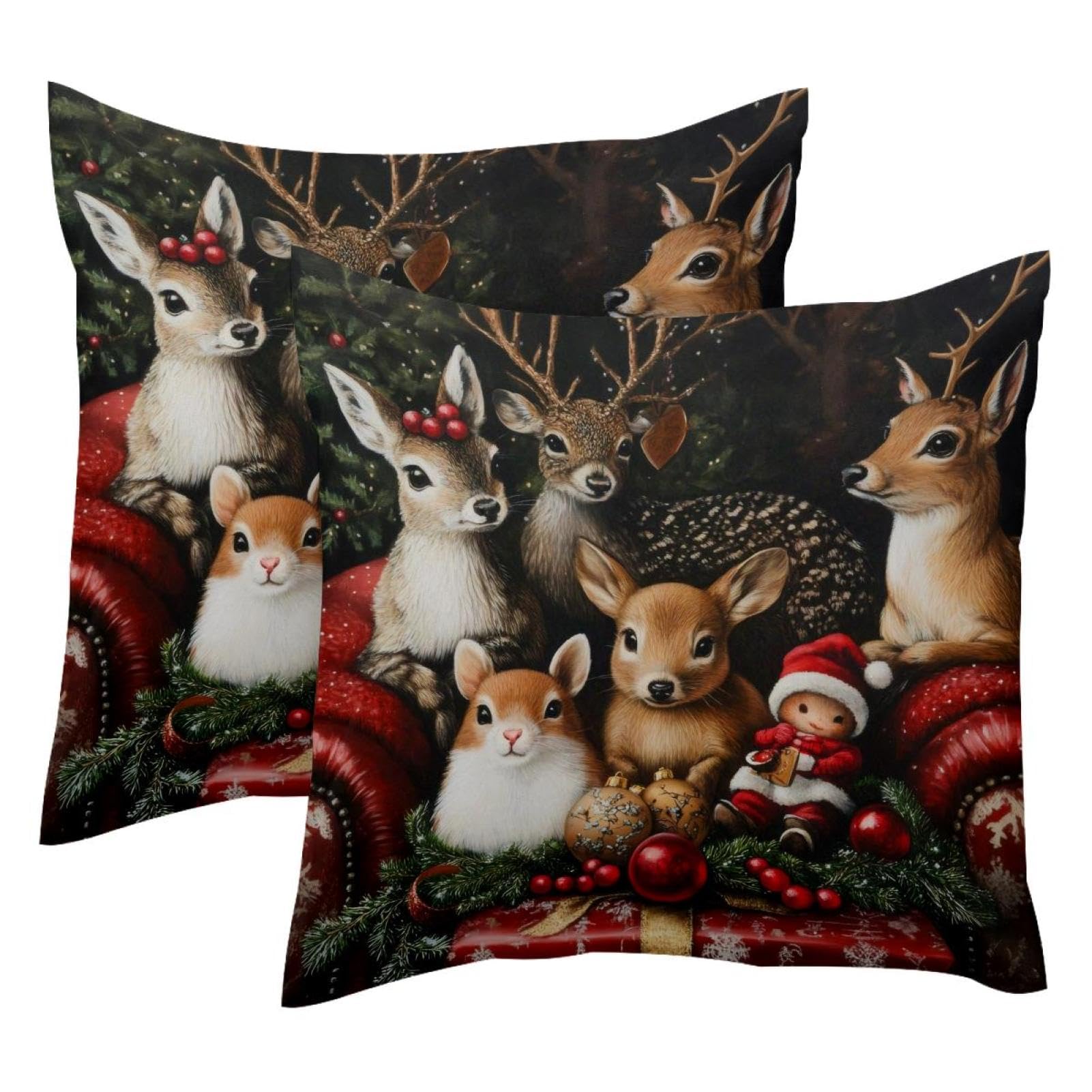 Housse de coussin de Noël velours double face pour rénover vos vieux canapés ternes