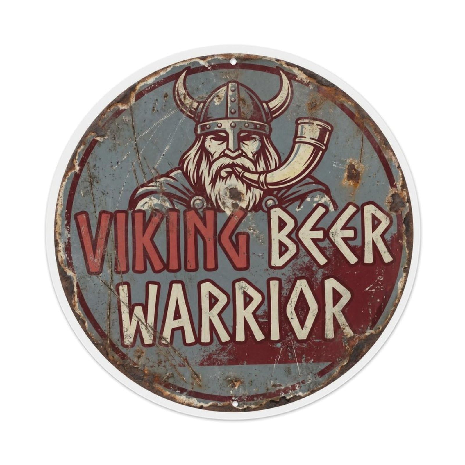 Retro Bar Viking Warrior Lounge Beer Metal Tin Sign Plaque Wall Decor for Cafe, Club Bar, Office, Home Garden Round Metal Poster 8x8Inch