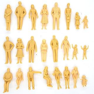 E50111 30Pcs Model Trains Architectural 1:25 Scale UnPainted Person G Scale Standing and Sitting Figures People Scenes Train Railway Layout