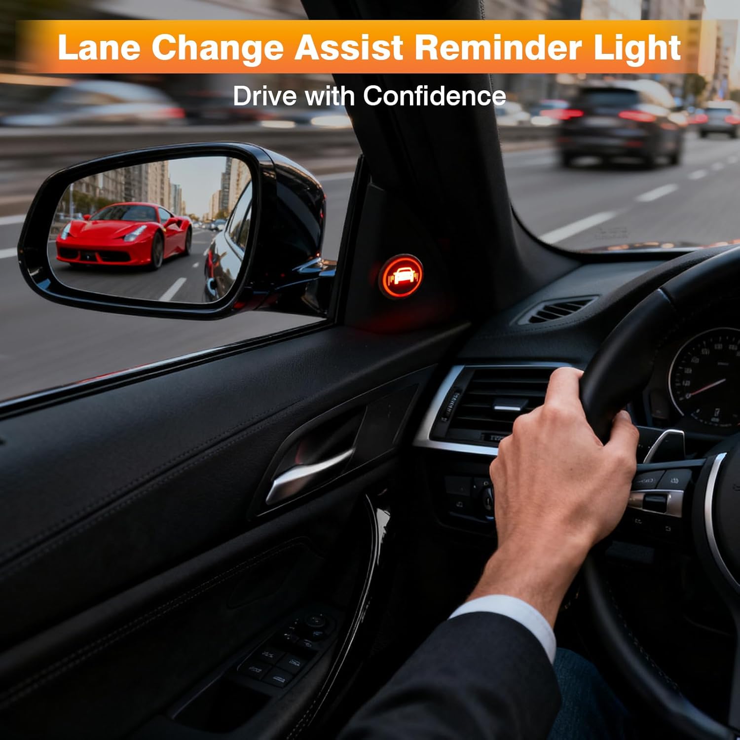 MACHSWON Car Blind Spot Radar Detection System Warning Light, A Pair Of 5V Vehicle Blind Spot Monitoring Parallel Auxiliary Lane Change Warning System In-Car Indicator Lights, Microwave Sensor
