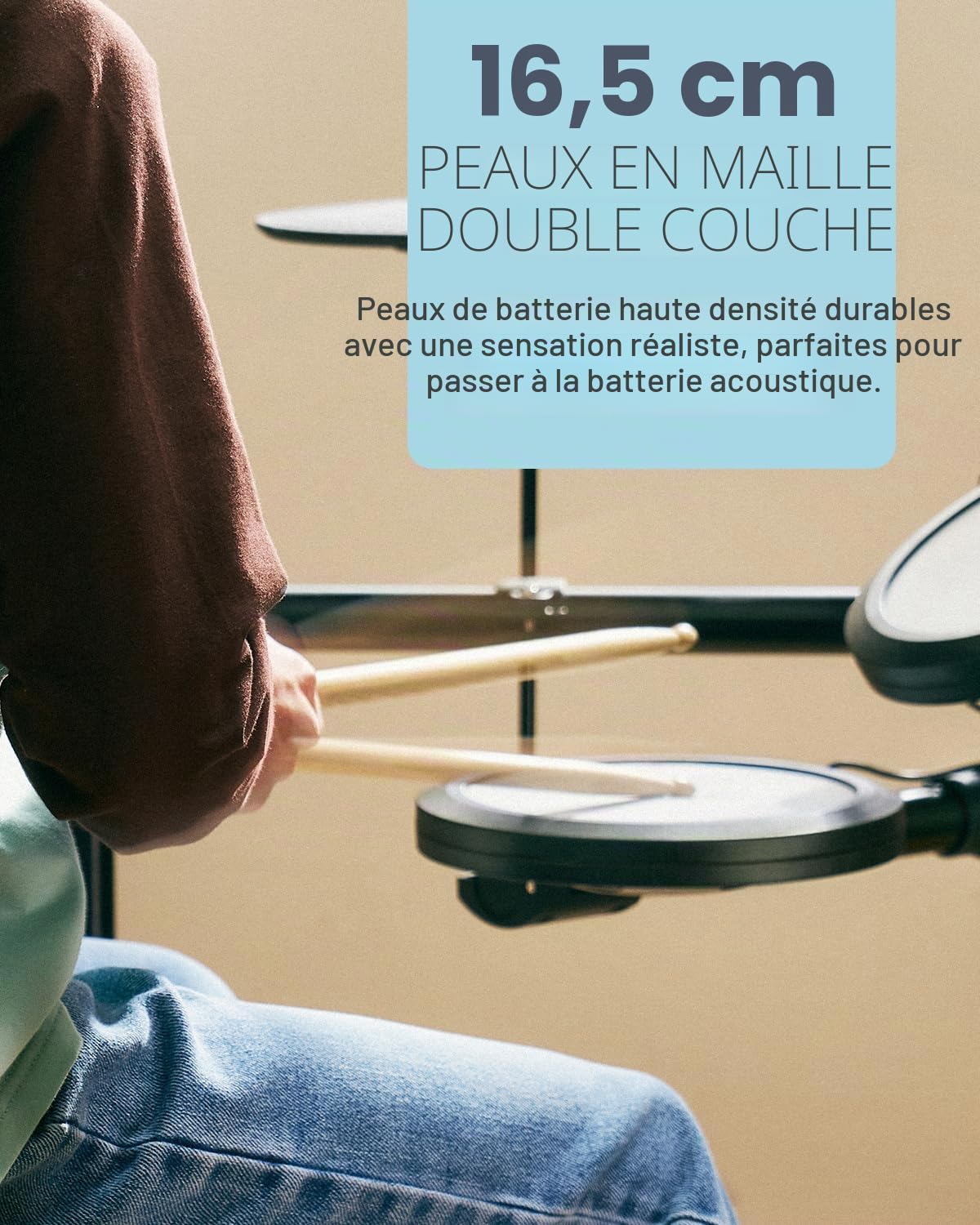 Donner DED-70 Kit de batterie électrique, pour débutants, avec coussinet en maille, chargeur portable, baguettes, casque de Noël, cadeau d'anniversaire pour enfants