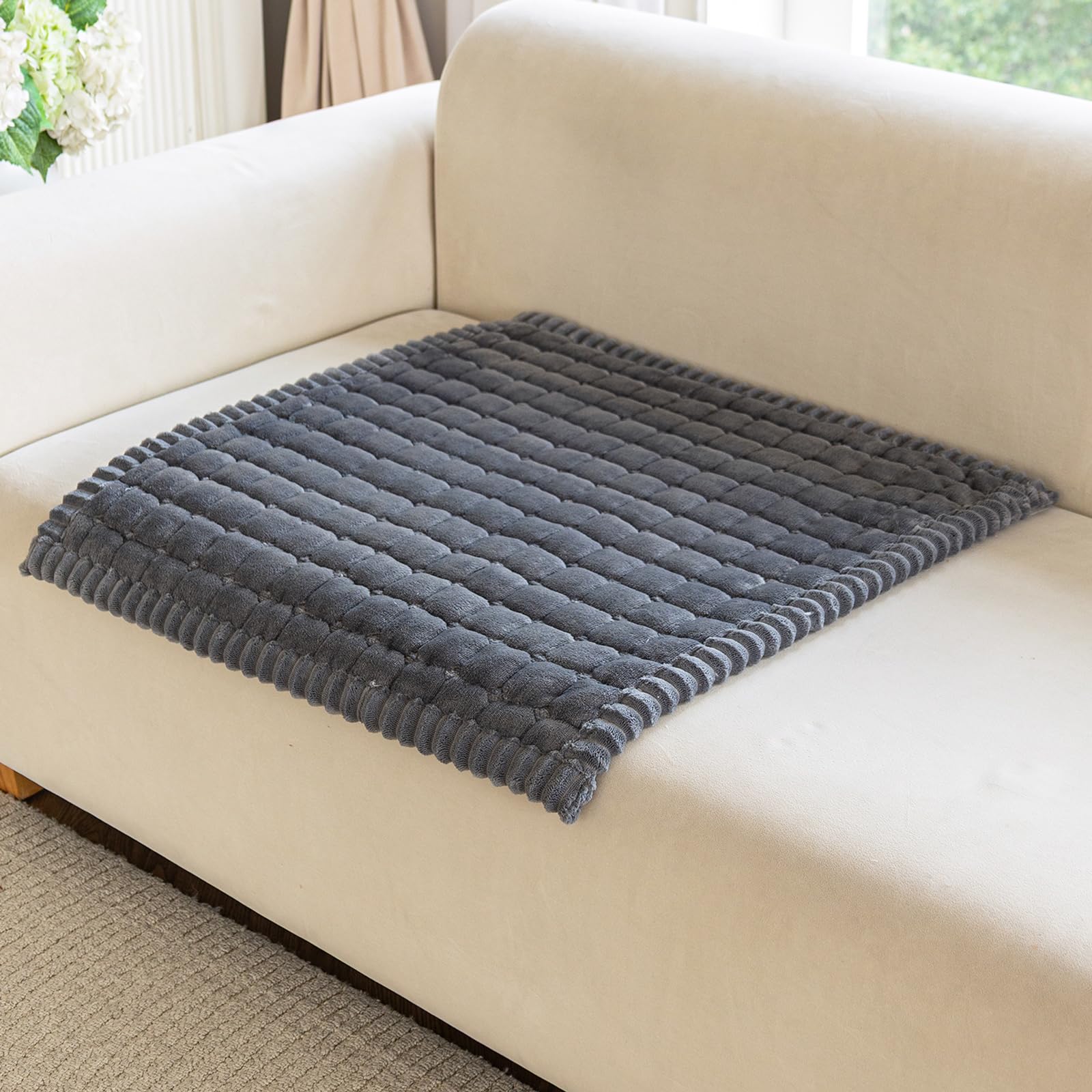 Royhom Pet Sofa Arm Cover Washable, Thick Flanell Sofa Arm Protector Covers, Armchair Covers for Dogs, Backrest Covers Furniture Slipcovers (Grey, 70x70cm)