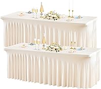 Vista 25 de Wish Care Paquete de 2 manteles de elastano elástico azul bebé para mesas rectangulares de 4 pies, manteles ajustables sin arrugas de 4 pies