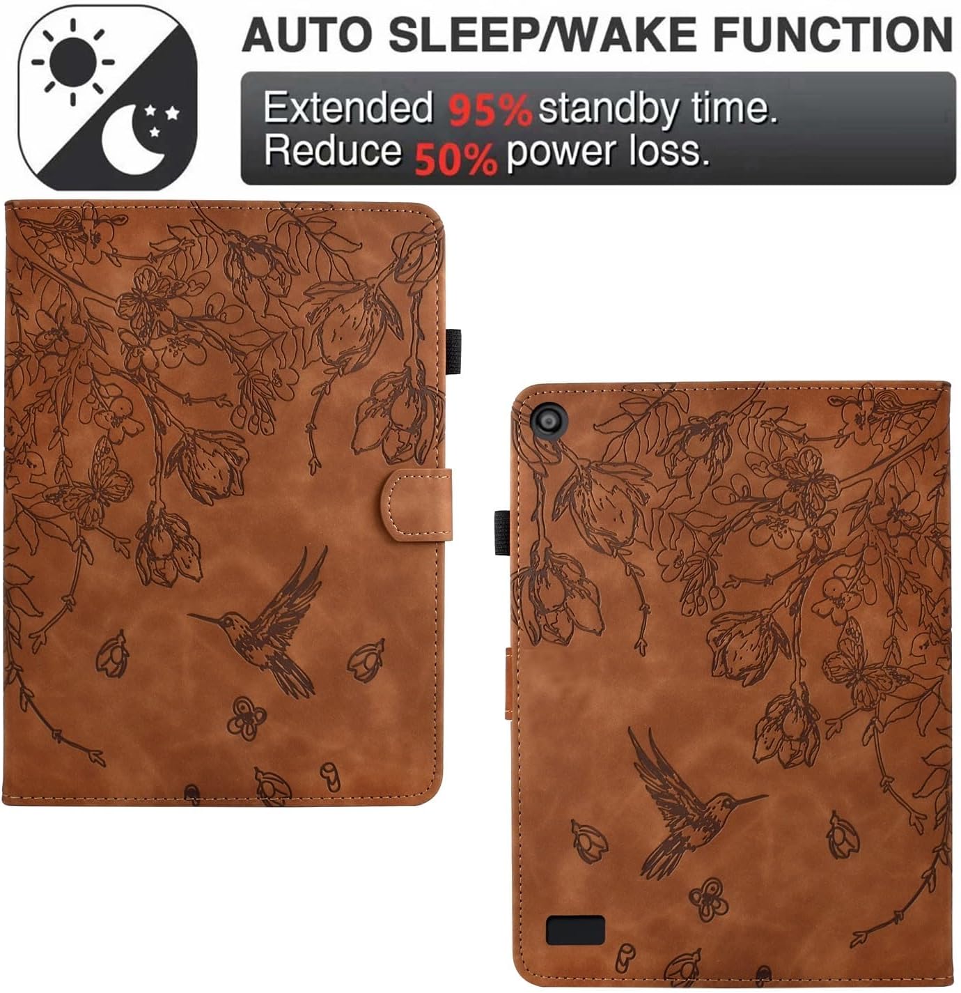 for Kindle Fire 7 2019/2017/2015(Fire 7 9th/7th/5th Generation) Case with Auto Sleep Wake, Slim Leather Business Folio Stand Cover Protective Case Shell Multiple Viewing Angles (Brown)