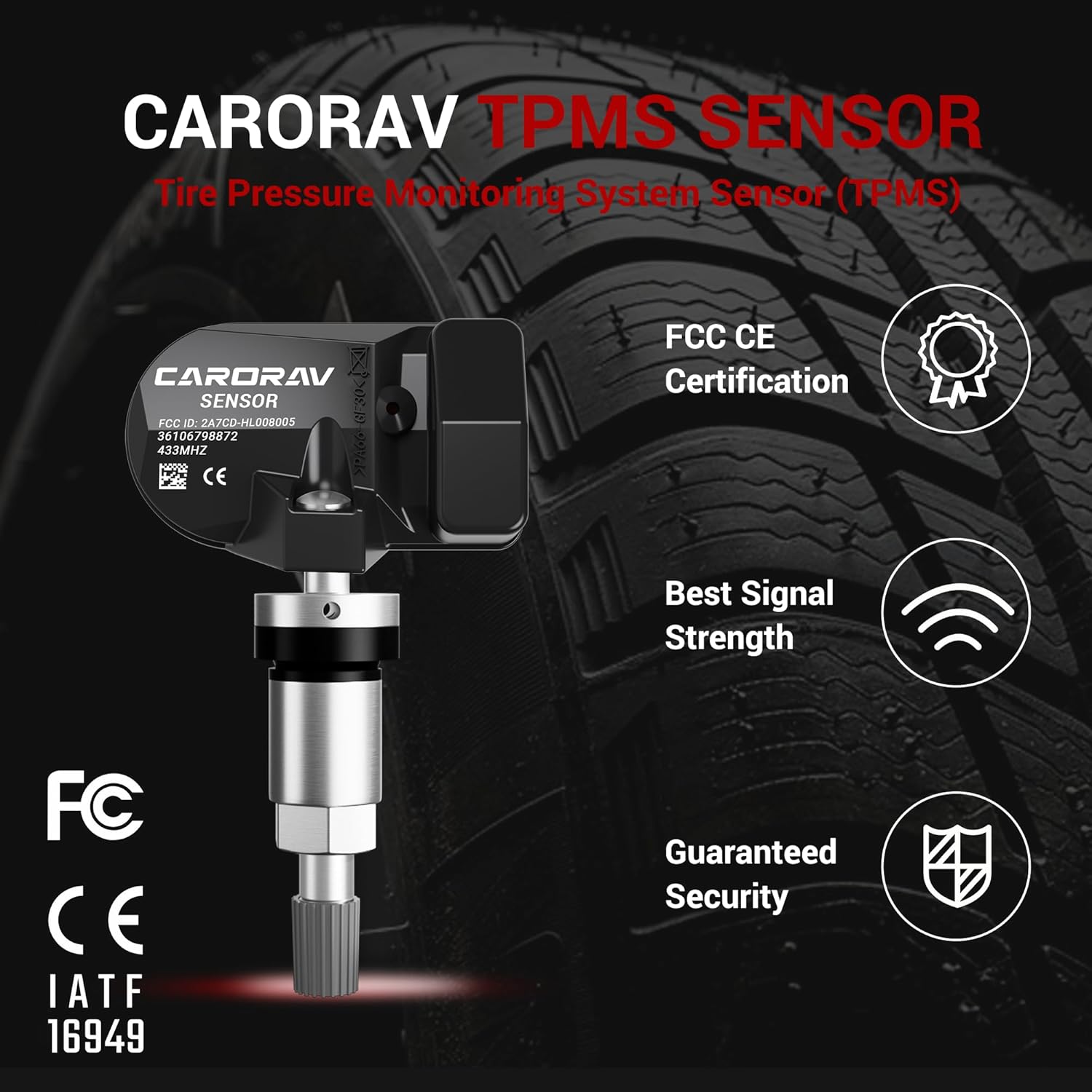 433Mhz Tire Pressure Monitoring System Sensor Compatible for BMW Rolls Royce MINI Ferrari, TPMS Sensor Replaces 36106798872 36106890964 F11001648001B 4 Pack - 4 Replaceable Valve Stems