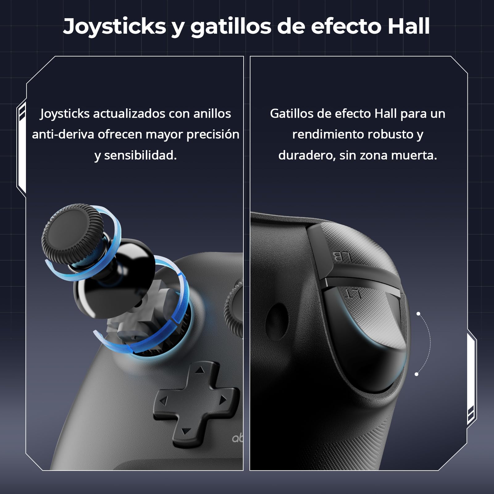 Controlador inalámbrico C6 para PC, controlador de juego Bluetooth, 1000 Hz Hall Triggers y Joysticks para Windows PC, Nintendo Switch Pro/OLED/Lite, Steam Deck, Android TV/Mobile, iPhone MAC y Tesla