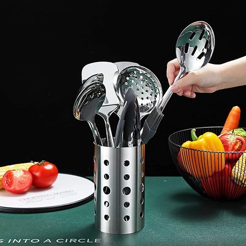 Miniatura 3 de Berglander - Juego de utensilios de cocina de acero inoxidable set de 13 piezas con soporte para utensilios antiadherentes y resistentes al calor