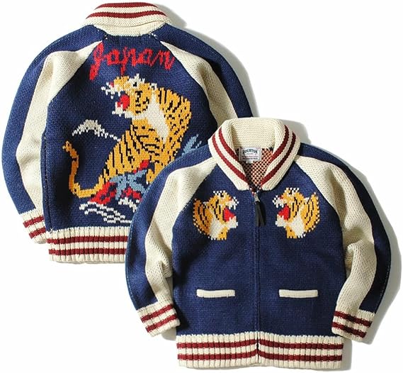 新品❤ヒューストン カウチンセーター スカジャンニット トラ 虎 寅 タイガー黒 新品❤ヒューストン カウチンセーター スカジャンニット トラ 虎