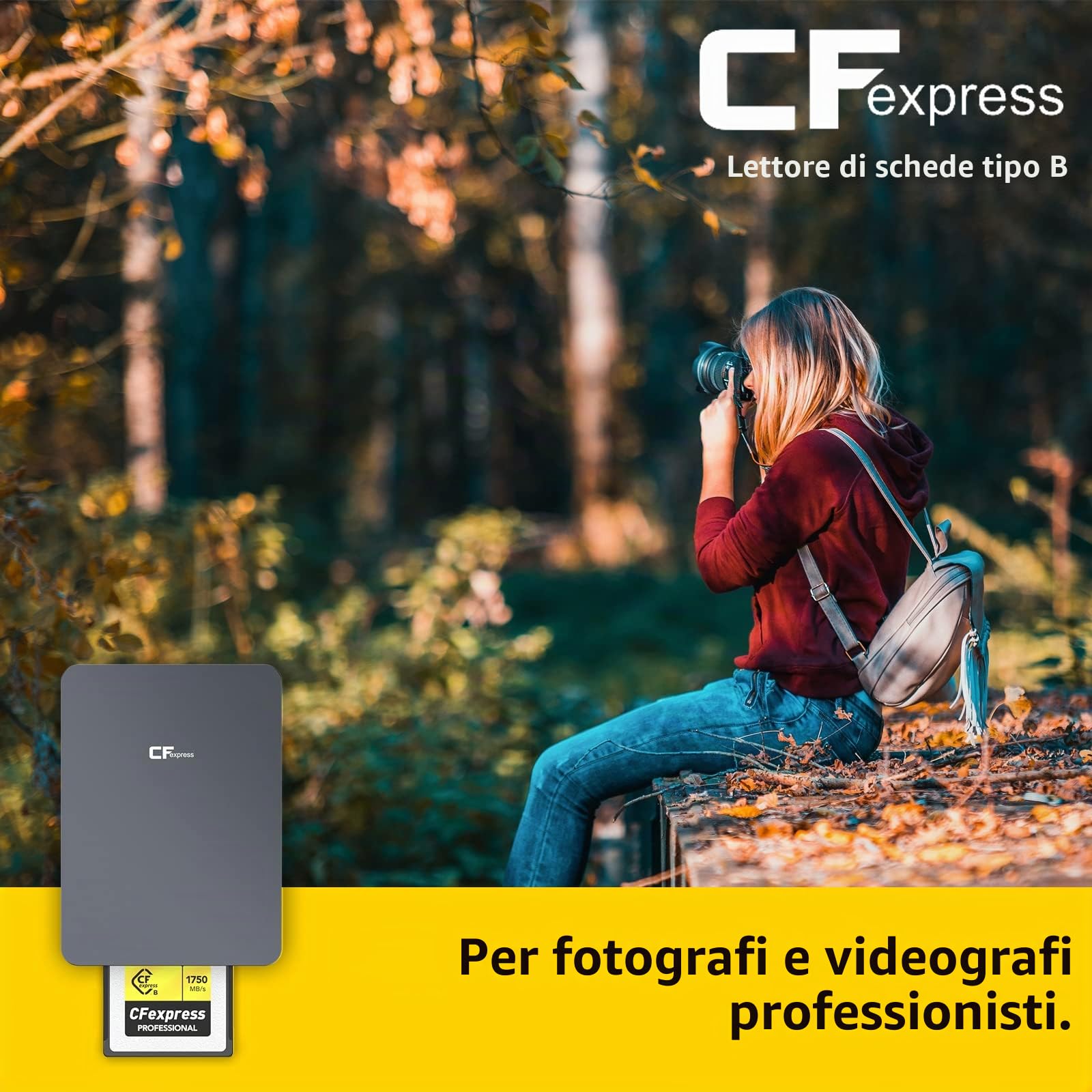 Lettore di schede CFexpress, adattatore in alluminio CFexpress con USB3.1 GEN2 Velocità di trasferimento 10 Gpbs per scheda di memoria CFexpress, compatibile con Windows/Mac/Linux/Android