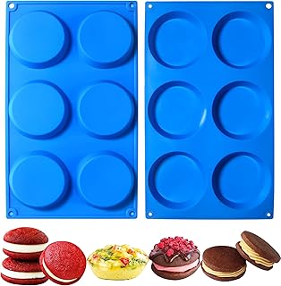 Sidosir Silicone Muffin Top Pans for Egg, Muffins Eggs Molds for Baking Non-Stick 3" Round Silicone Mold for Muffins, Eggs, Tarts, Corn Bread, Whoopie Pie Pan 2Pcs