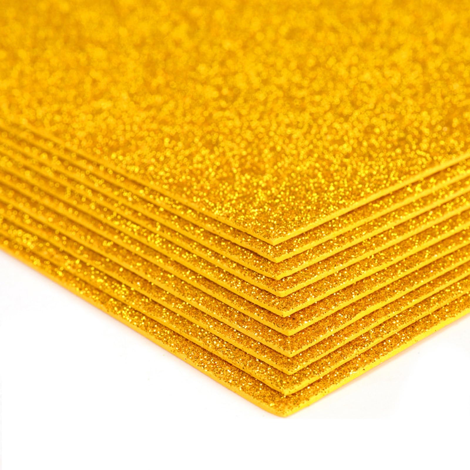 10PCS Foam Sheets Crafts,Glitter Crafts Cardstock Paper,Glitter EVA Foam Sheets Yellow,A4 Glitter Paper for Crafts
