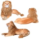TE-Trend Lew, przytulanka XXL pluszowe zwierzątko pluszowe zwierzątko leżące kot duży kot drapieżny Lion dekoracja figurka prezent zabawka 70 cm brązowa