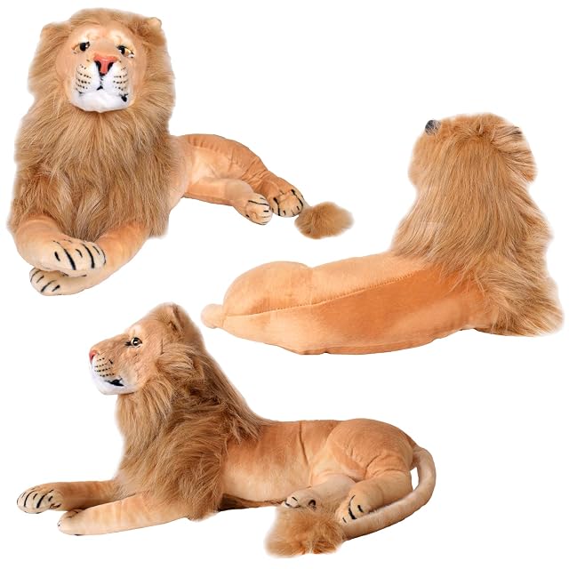Foto 4 de 6 de TE-Trend León de Peluche XXL, Juguete de Peluche Tumbado, Gato Grande, Gato depredador, Figura Decorativa