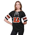 Ultra Game NFL Official Women\'s Lace Up Penalty Box Jersey T-Shirt, Cincinnati Bengals, Team Color Updated, Medium