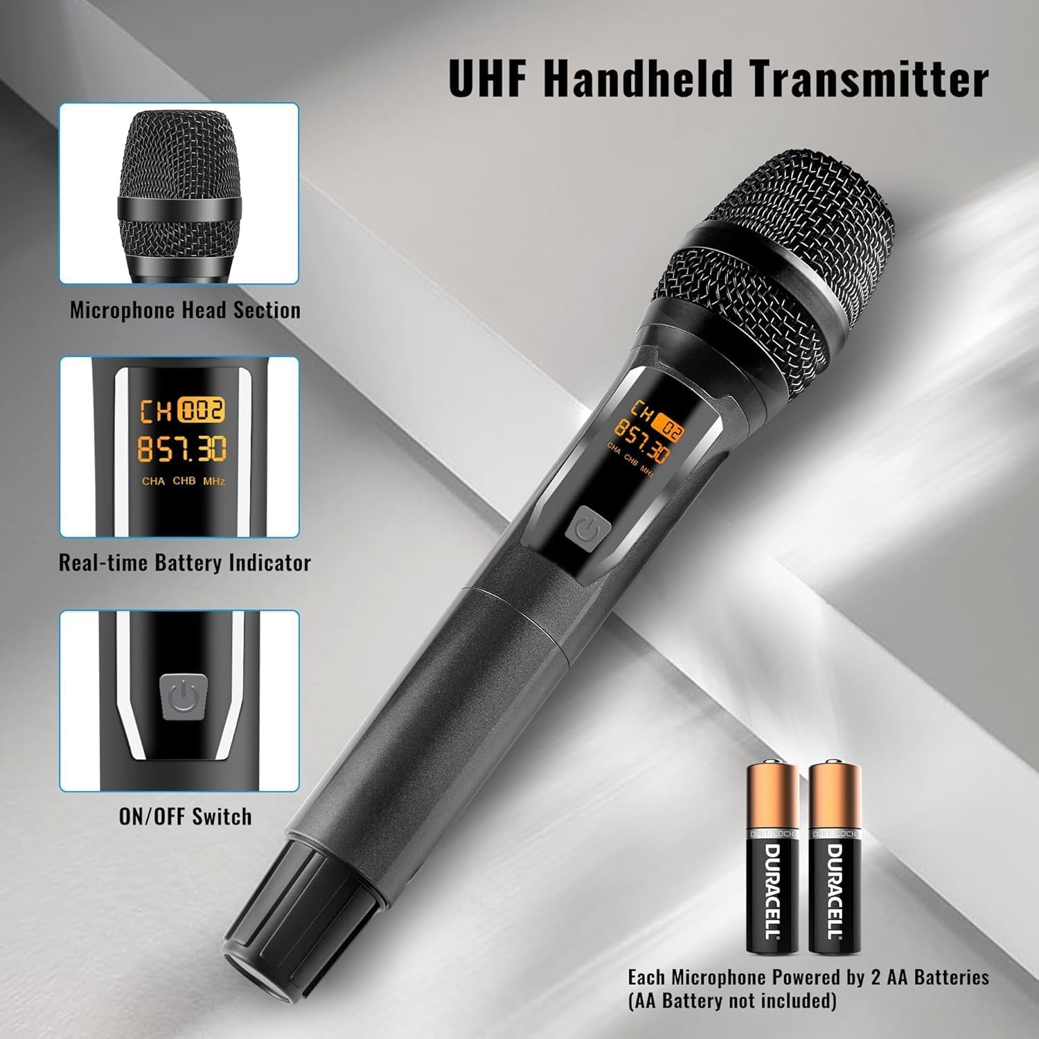 Professional Wireless Microphone for Singing, Cordless Dynamic Mic Handheld Microphone System for Karaoke Party Meeting Church Wedding Home KTV - Image 5