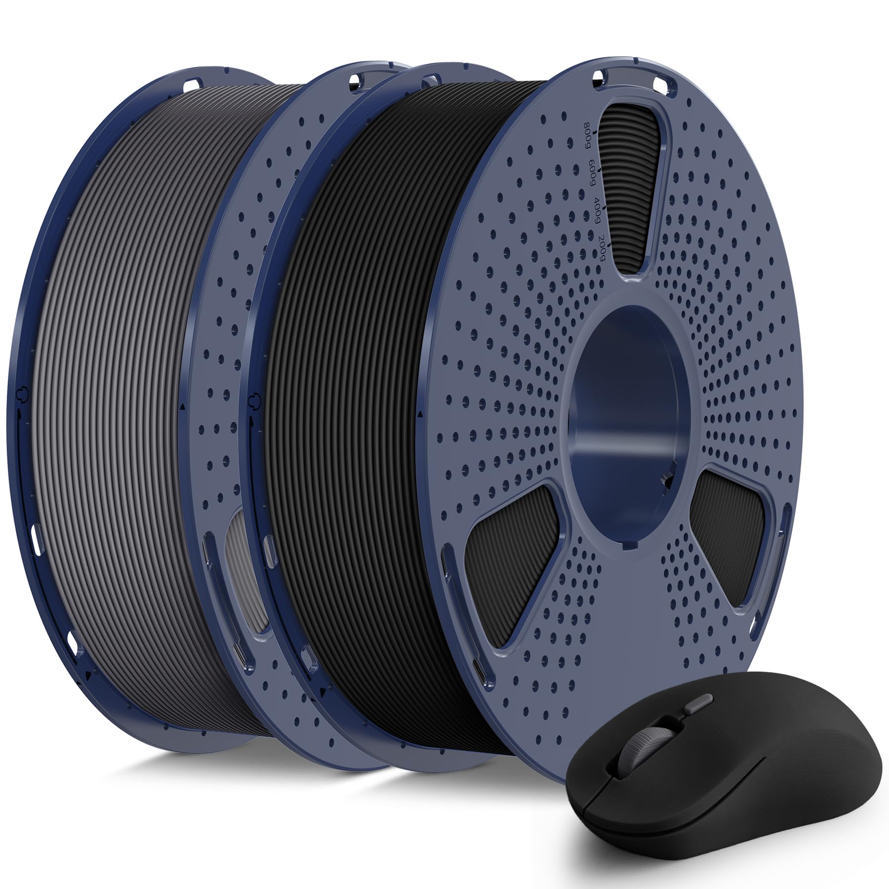 SUNLU Filamento PLA Matte 1.75 mm, Filamento per Stampante 3D con Superficie Opaca, Neatly Wound Filamento, Facile da Usare, 2kg Filamento PLA per Stampanti FDM 3D, Nero+Grigio