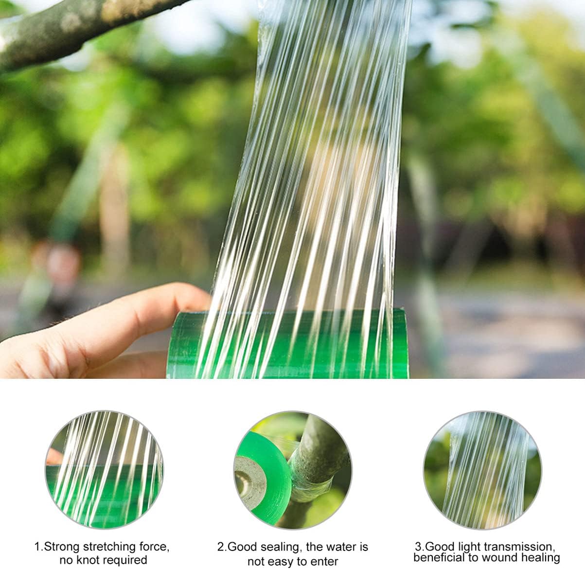 Tofficu 4rolls Stretchable PVC Grafting Tape Self-Adhesive Floristry Film for Budding Citrus Pecans and Walnuts for Gardening and Plant Care
