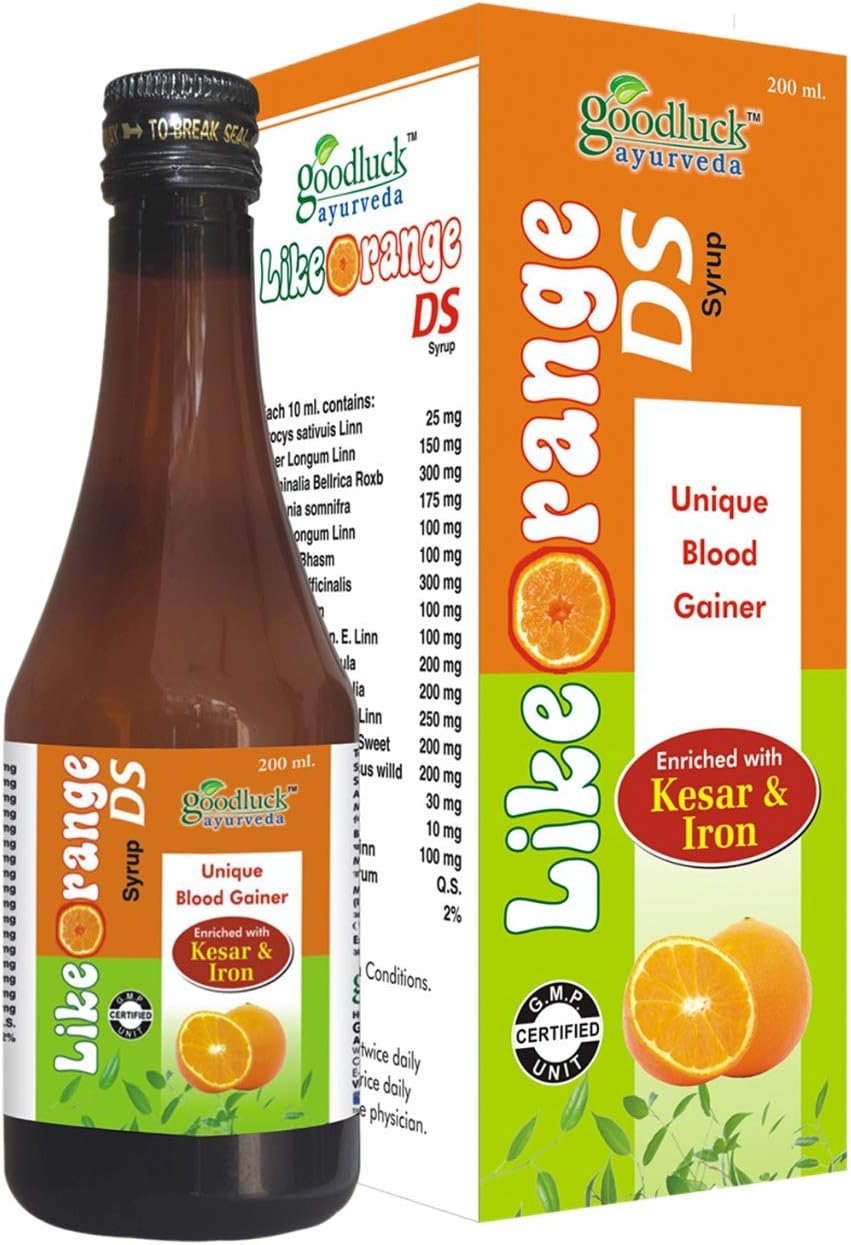 Goodluck Ayurveda | Like Orange DS Syrup | Blood Gainer Syrup | (200 ml)