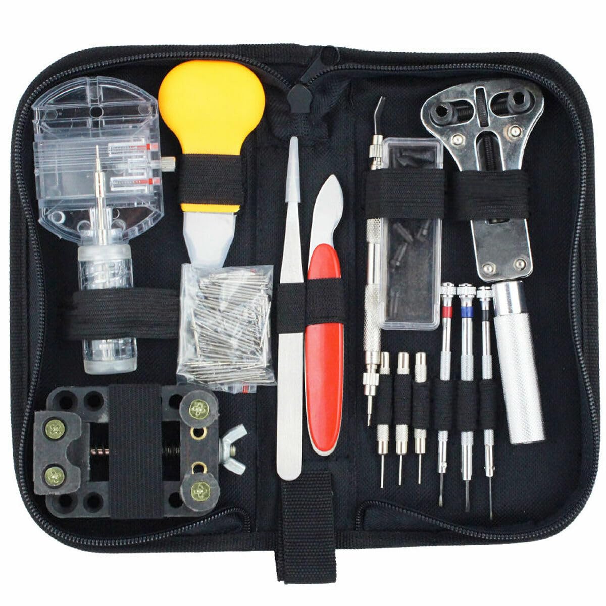 Vivo Technologies144Pcs Watch Repair Tool Kit Professional Watch Battery Replacement Kit and Watch Link Removal Kit Watch Back Removal Tool Spring Bar Tool Set Cleaning Set with Carrying Case