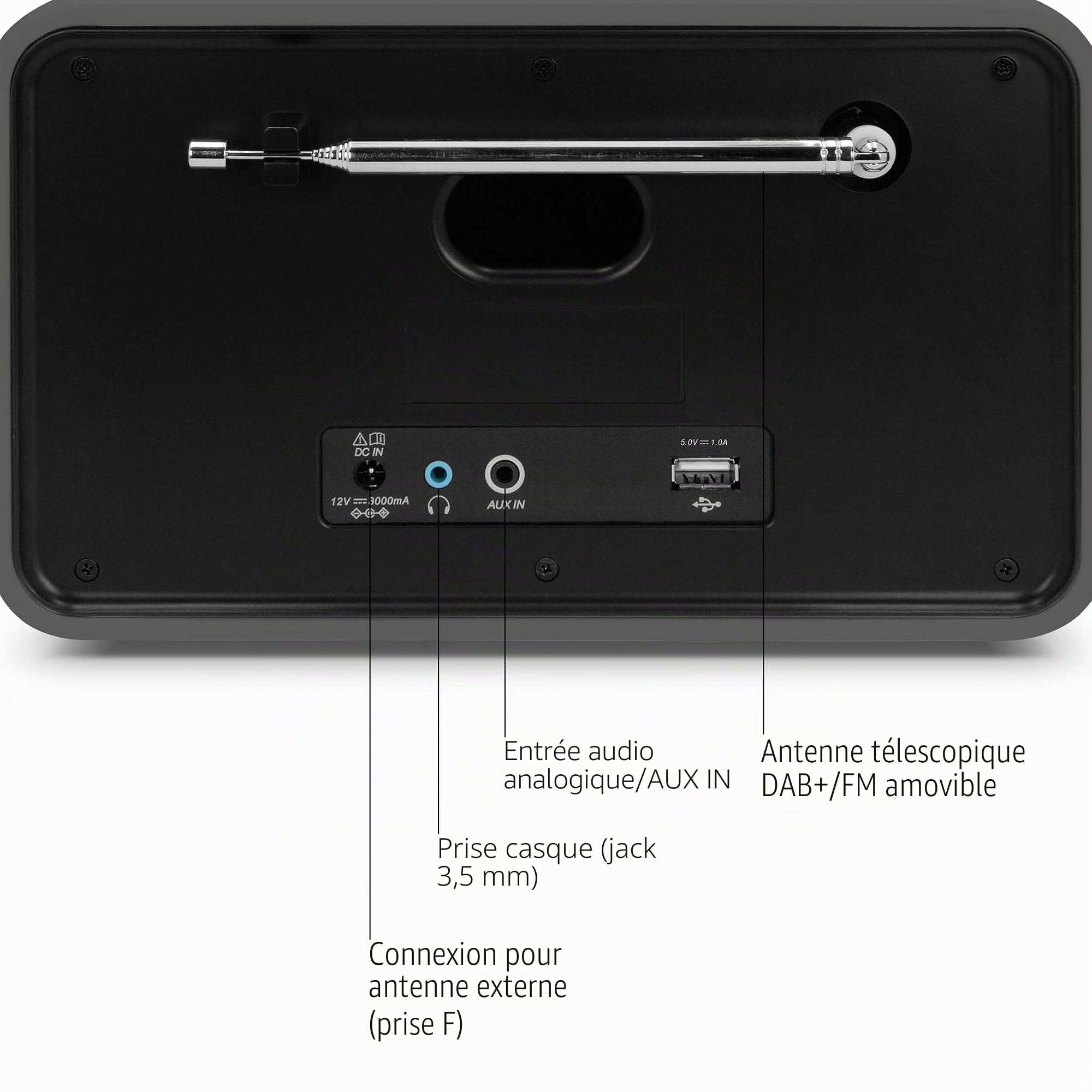 TechniSat DIGITRADIO 586 - Radio hybride DAB+ (radio internet, FM, Bluetooth, charge sans fil, commande d'application, OLED, USB, CD, MP3, AUX, 20 W, chaîne compacte, télécommande) anthracite