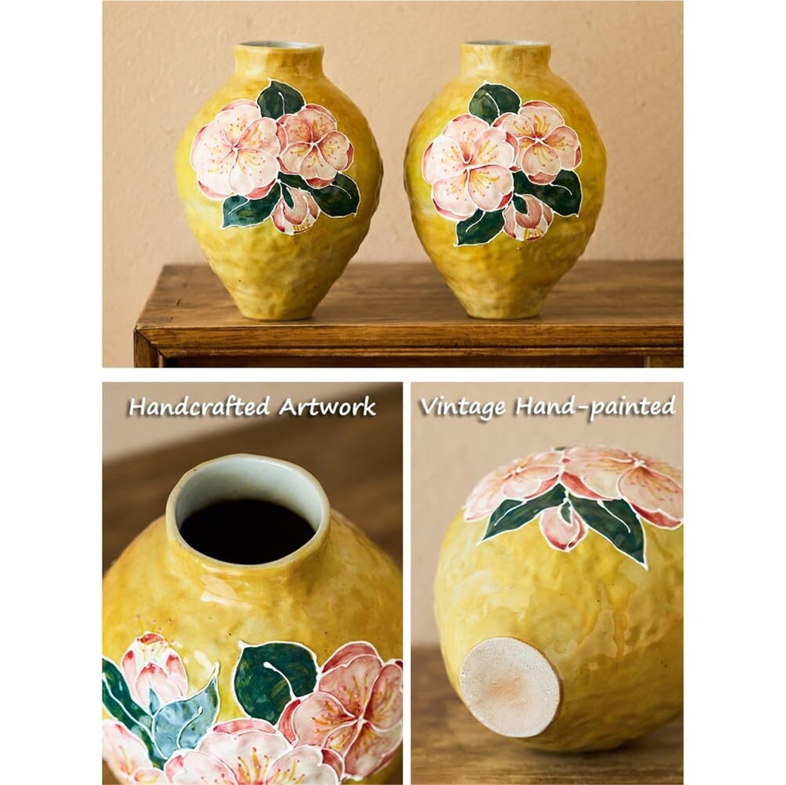 Unikalny wazon na kwiaty ręcznie robiony ceramiczny wazon na kwiaty w stylu vintage 8 cali do dekoracji wnętrz estetyczna dekoracja pokoju(B)