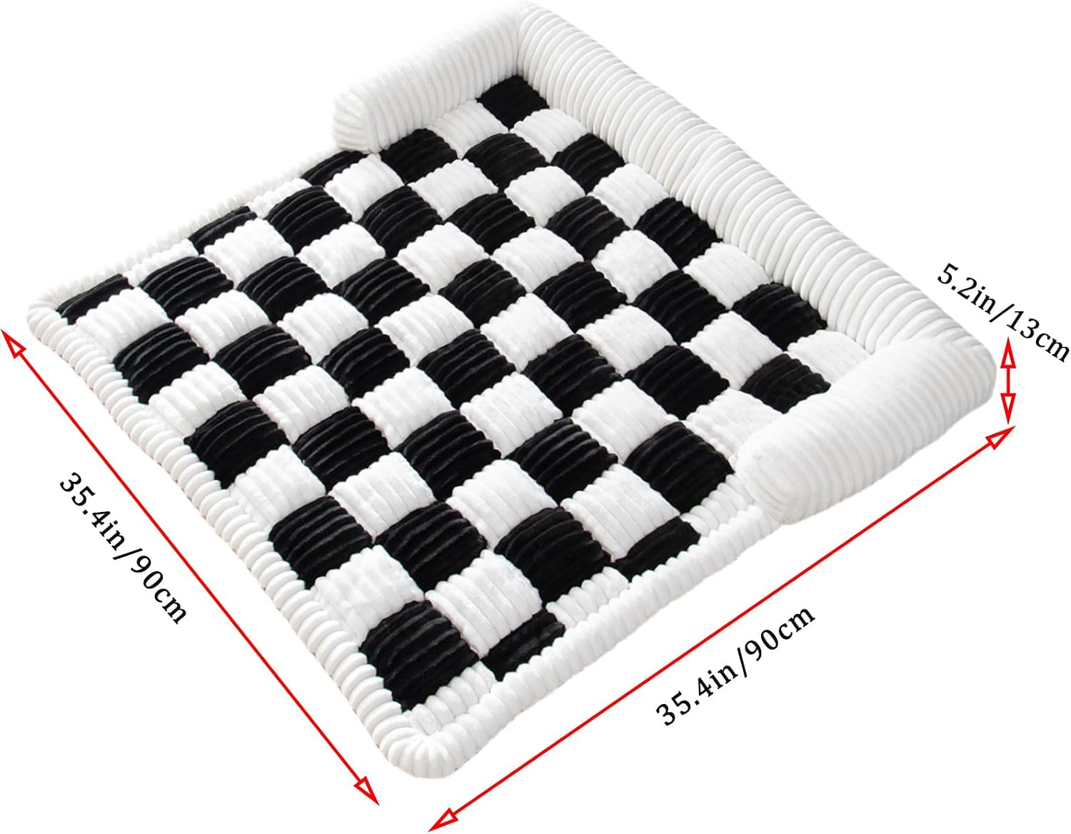 Pet Couch Covers for Sofa,Dog Bed Dog Mat Dog Couch Cover Sofa Cover Cream Square Plaid Dog Mat for Furniture Protector with Removable Washable Cover for Dogs and Cats(Medium-35 * 35",Black)