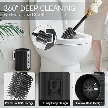 Small Bathroom Trash Can with Toilet Brush, 1.6 Gallon Black Stainless Steel Garbage Can with Lid,Slim Wastebasket with Shower Caddy for Bathroom Bedroom