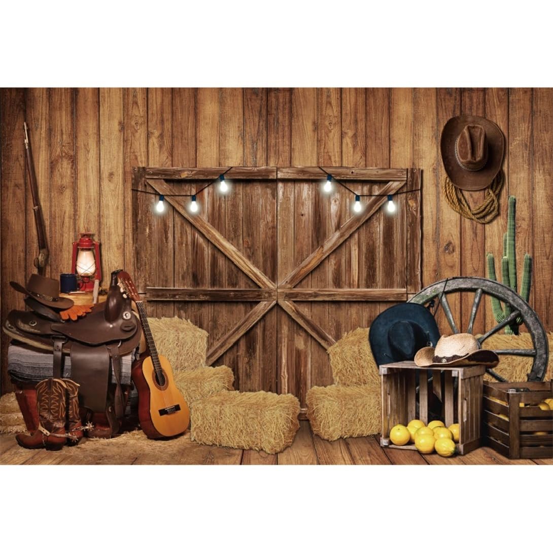 4,5x2,5m Vaquero del Oeste Telón de Fondo Rústico Granero del Oeste Telón de Fondo Granero de Madera Fiesta del Oeste Fondo Fotografico Decoración para Fiestas de cumpleaños