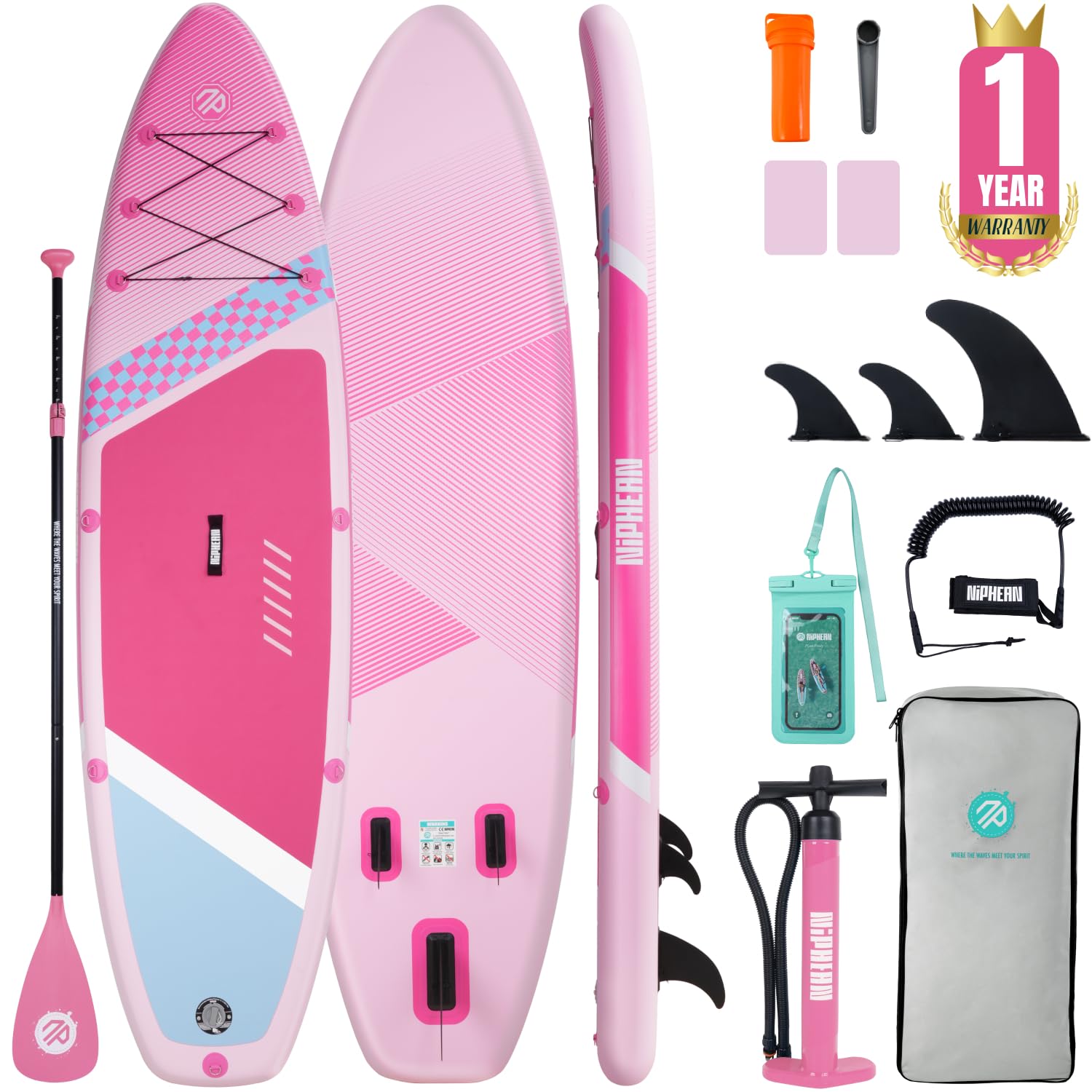 Niphean Inflatable Paddle Board with Accessories 10'6''/12'6'' Stable SUP