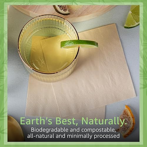 Miniatura 8 de Ibambo Servilletas desechables de cóctel de boda 100% bambú (paquete de 250) 2 capas con certificación FSC Servilletas de bar compostables para