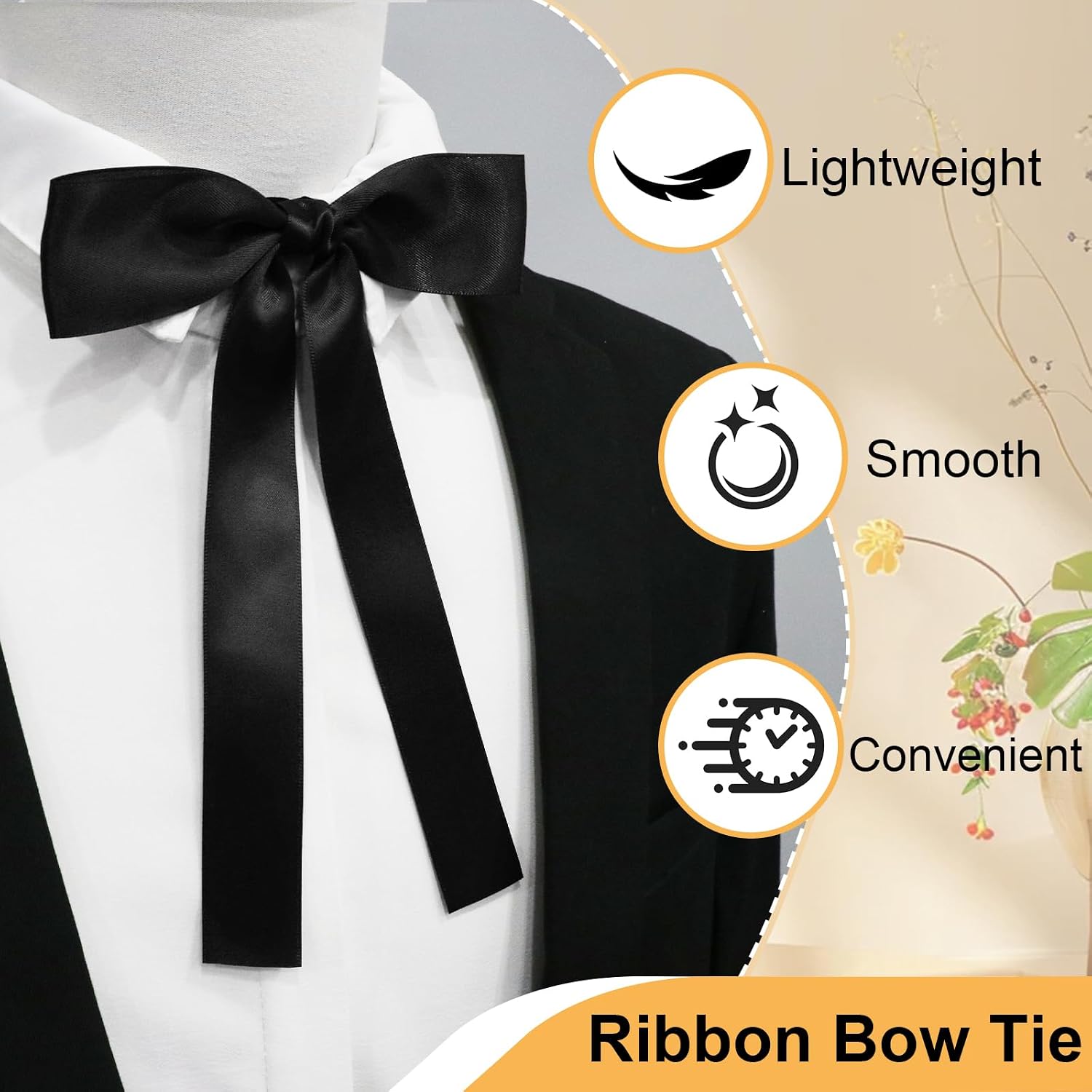Western Bow Tie for Men/Women, Pre-tied String Mens Bow Tie Ribbon Colonel Bowtie for Uniform Wedding School
