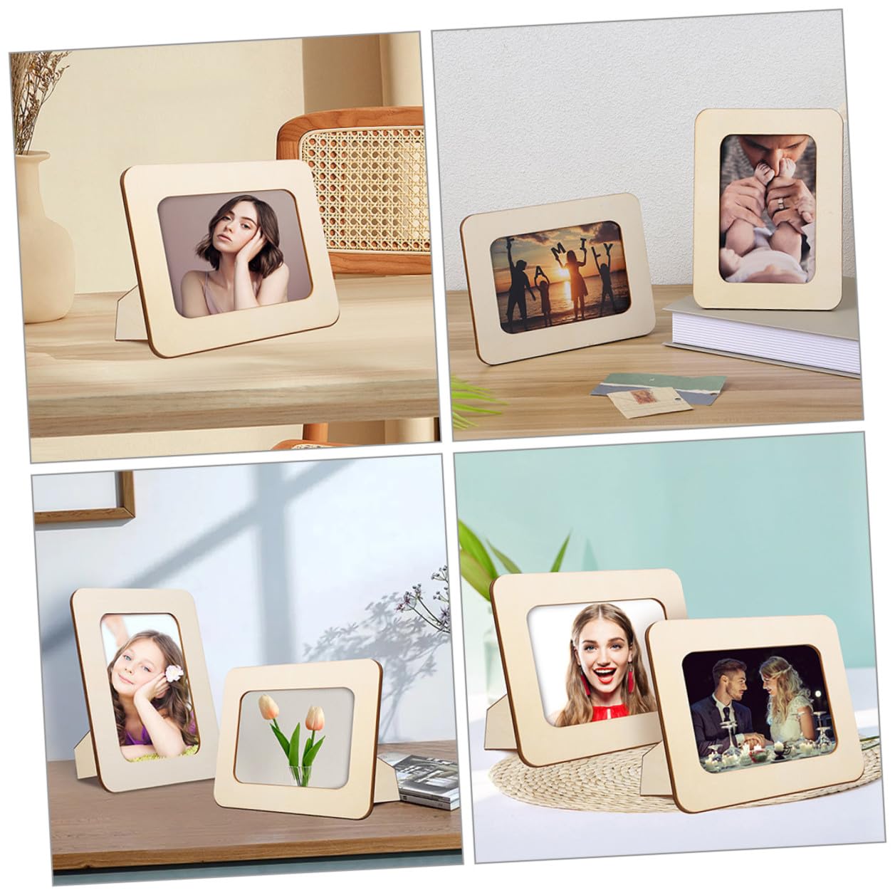 Housoutil Cornice per Foto in Legno Fai da Te 12 Pezzi, Portafoto da Tavolo Decorativo per Camera da Letto, Cornice Artigianale per Esposizione Foto di Casa