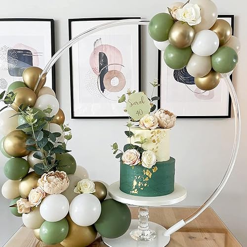 Miniatura 7 de 60 globos de látex de color verde salvia blanca con hojas de eucalipto artificiales, globos de confeti para cumpleaños, baby shower, boda,