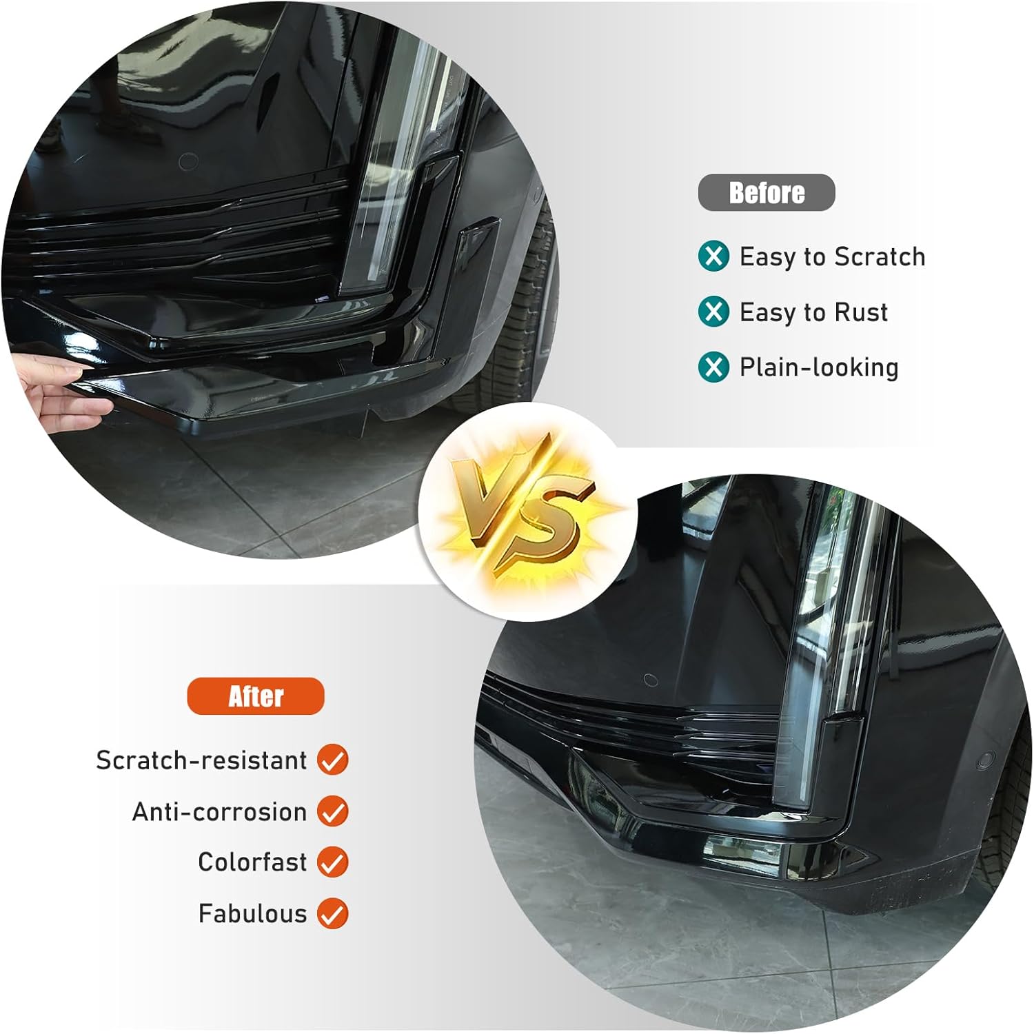 Car Front Bumper Bottom Corner Trim Compatible with Cadillac Escalade 2021 2022 2023 2024 2025,ABS Material Anti Scratch Front Bumper Side Grille Cover Trim Accessories (Black)