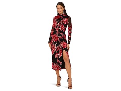 Adrianna Papell Mockneck Ruched Maxi Dress Women