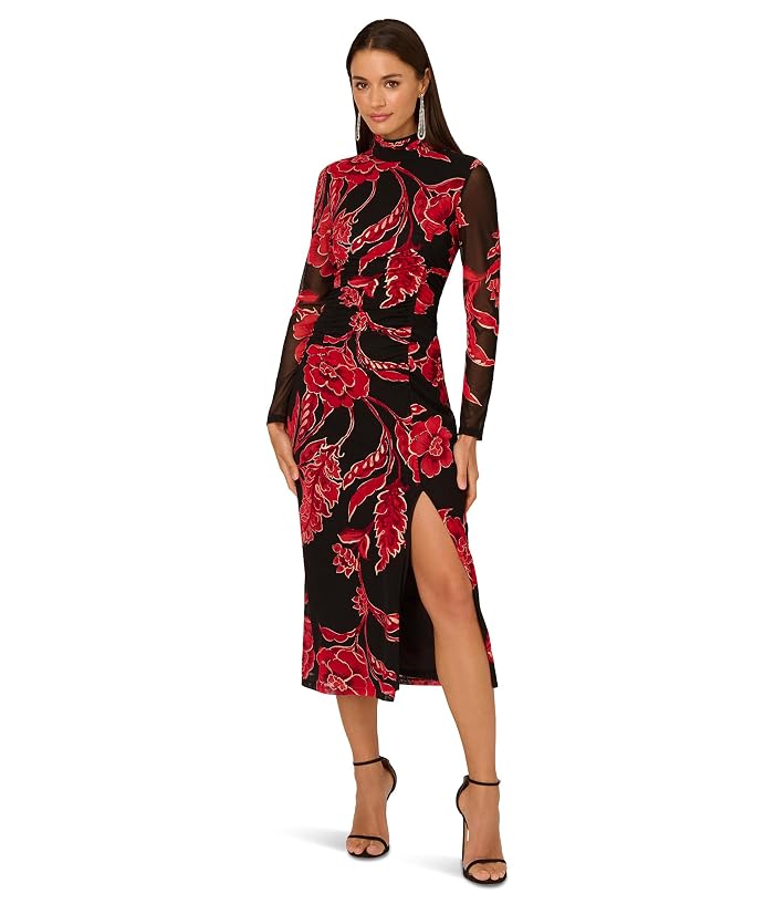 adrianna papell side ruched dress ADRIANNA PAPELL FLORAL RUCHED SIDE PLEAT SHEATH DRESS sz 14