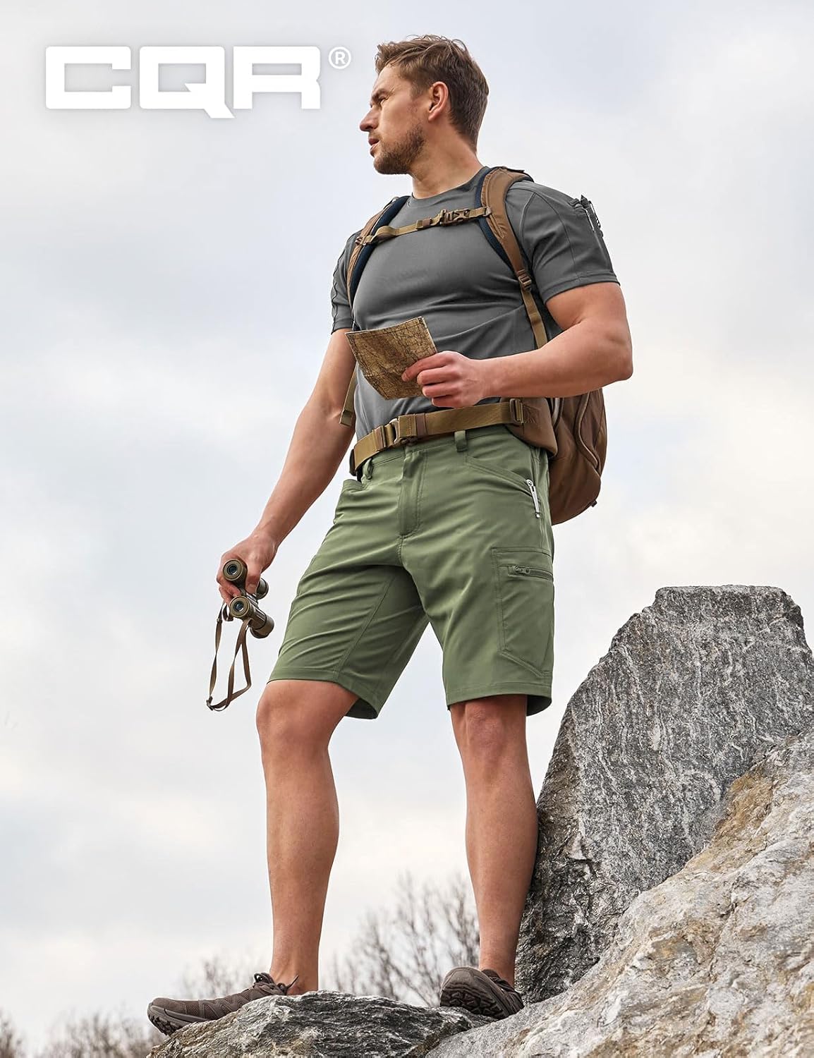 CQR Men's Quick Dry Stretch Hiking Cargo Shorts, Lightweight Water Resistant Tactical Casual, Golf & Outdoor with Pockets - Image 3