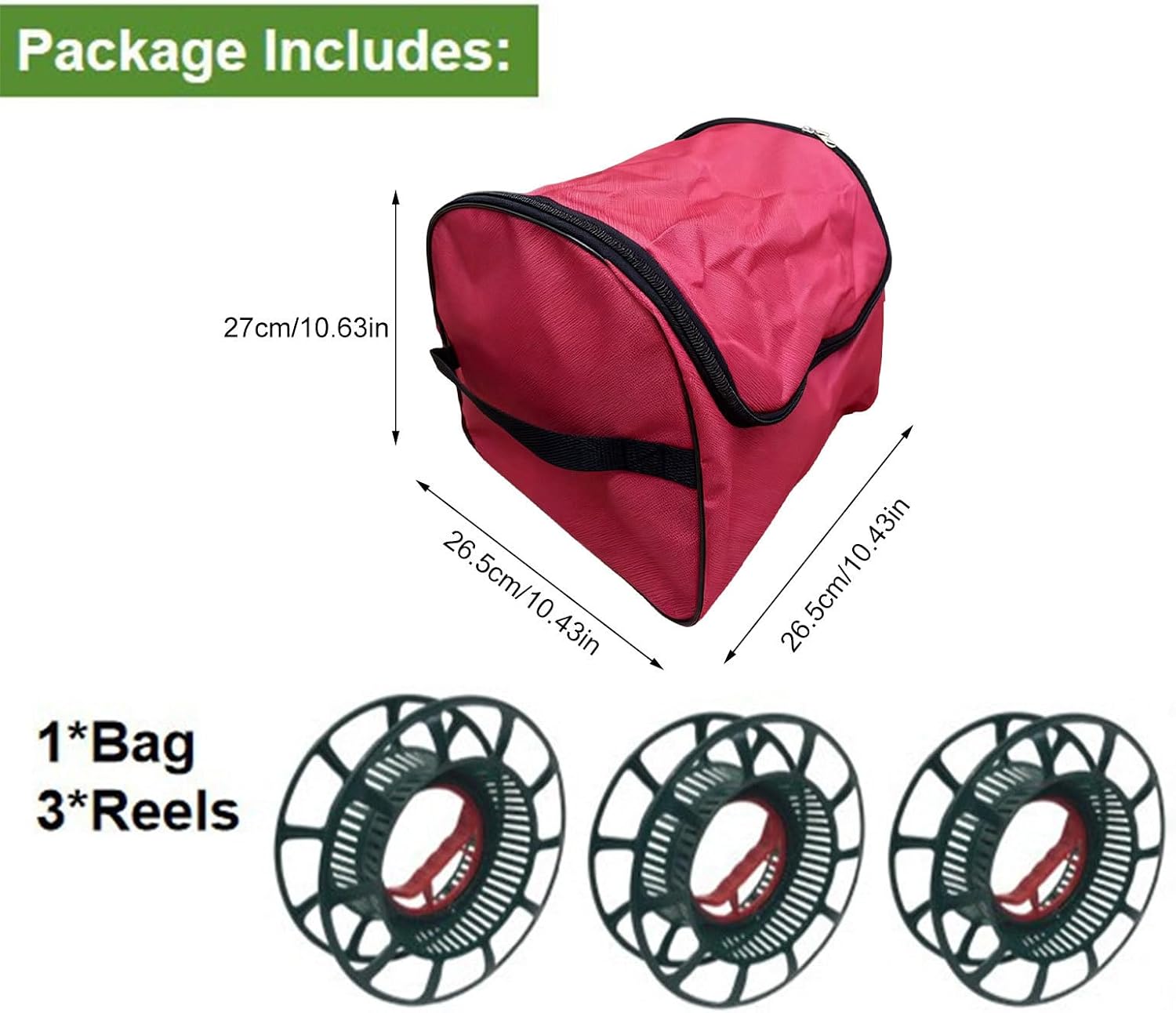 Christmas Lights Storage - Anti-Tear Oxford Fabric Organizer with 3 Spools - Multipurpose for Light Storage | for Christmas Packaging Moving Attic Garage