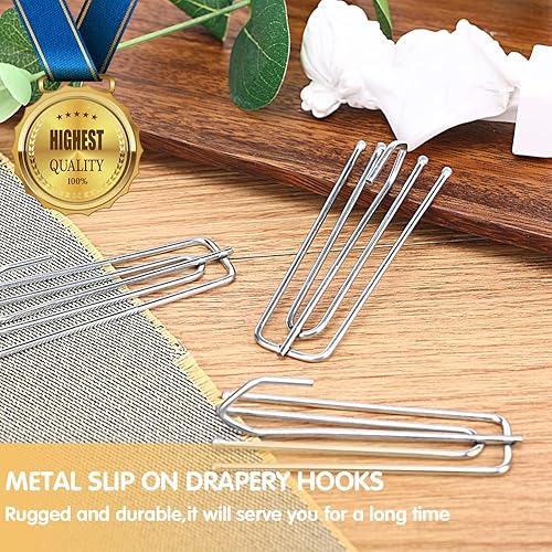 Miniatura 2 de 60 ganchos y pasadores de acero inoxidable para cortinas plisadas, 4 puntas, clips plisados cruzados, 4 ganchos de cortina para ventana, puerta y