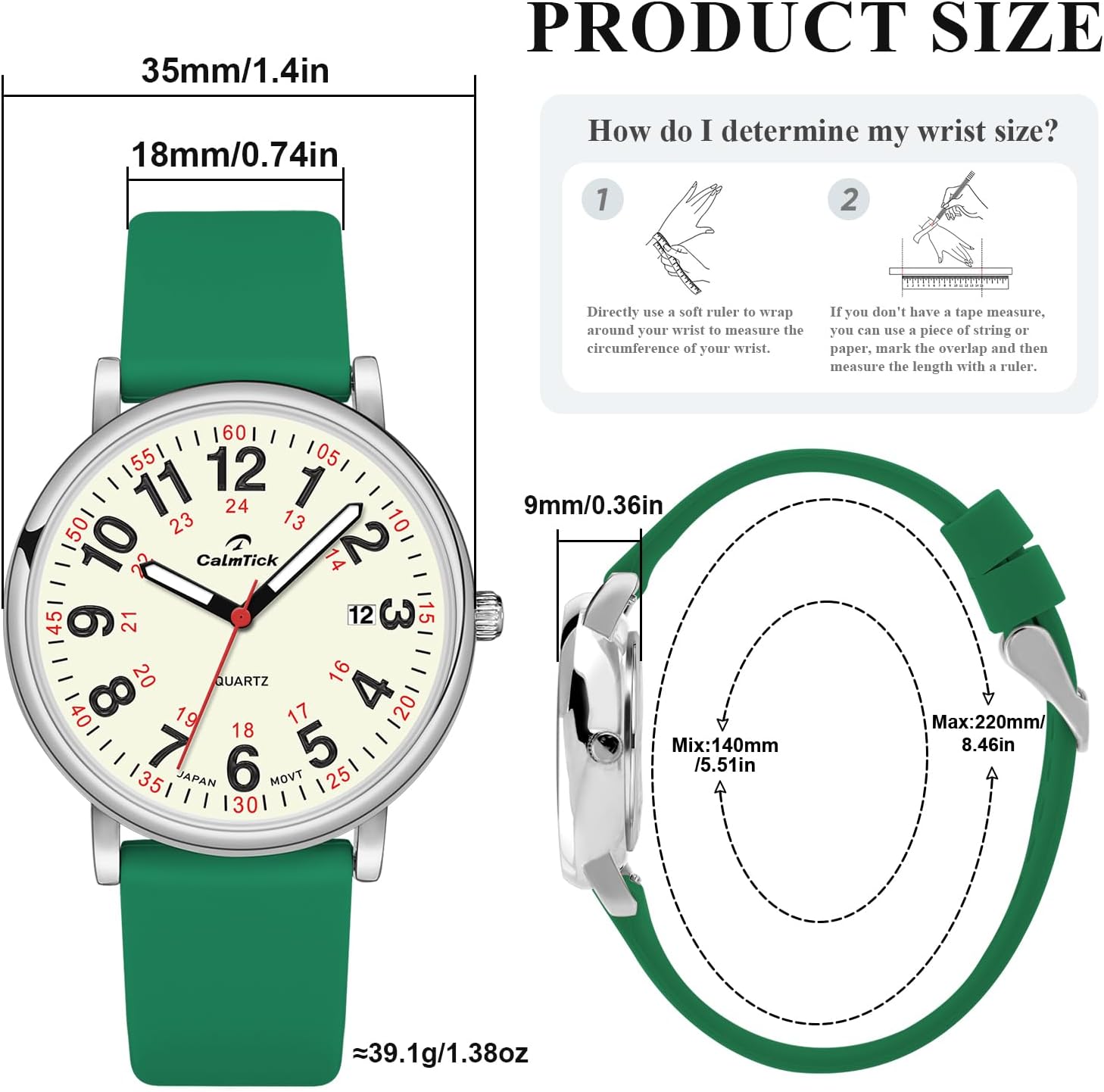 Nurse's Luminous Watch | Metal case, Silicone Strap | Strong Luminous dial Hands | Date Display | Medical Worker's Wristwatch | 30ATM Water-Resistant and Durable | 12-Style Available - Image 6